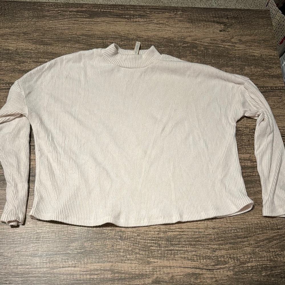 Cream Ribbed Women's Top